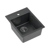 Zlewozmywaki - Zlewozmywak granitowy jednokomorowy czarny Root Chef Mini, 390 x 500 x 204 mm - miniaturka - grafika 1