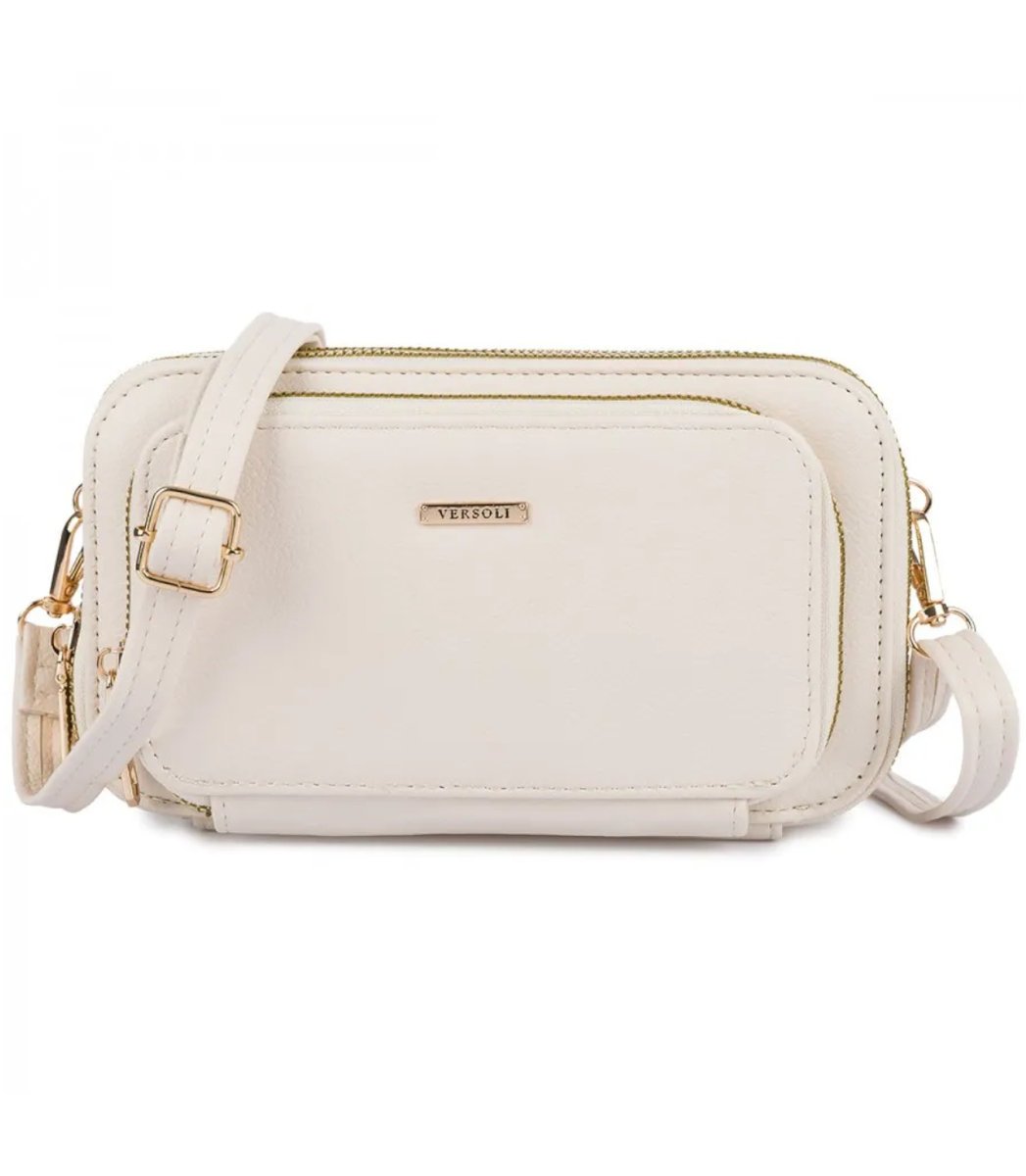 Mała prostokątna mini torebka kopertówka 3 komory 2 paski