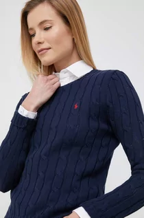 Swetry damskie - Polo Ralph Lauren sweter bawełniany damski kolor granatowy - grafika 1