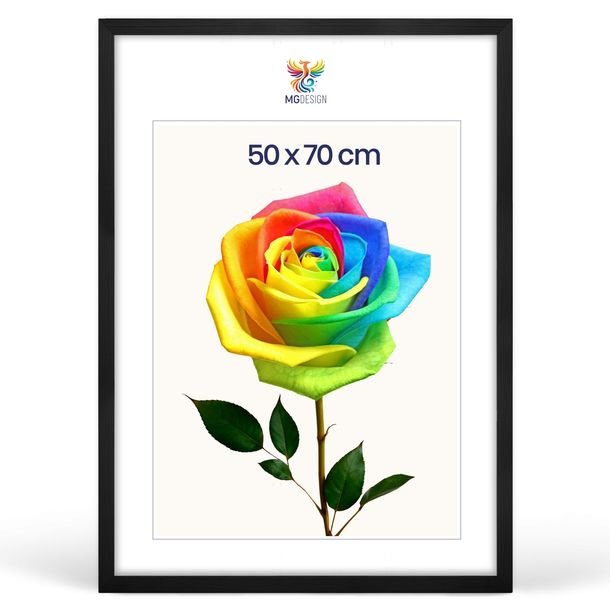 Ramka na zdjęcia 50 x 70 cm czarna, z naturalnego drewna