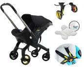 Wózki dziecięce - YAZOCO LEKKI WÓZEK DZIECIĘCY WIELOFUNKCYJNY 3w1 4w1 NOSIDELKO CZARNY - miniaturka - grafika 1