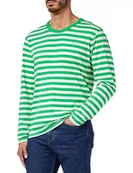 Koszulki męskie - GANT Męski t-shirt w paski LS, MID Green, standardowy, Mid Green, S - miniaturka - grafika 1