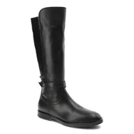 Kozaki damskie - Czarne Kozaki Damskie Tommy Hilfiger Eleganckie Skórzane Buty - miniaturka - grafika 1