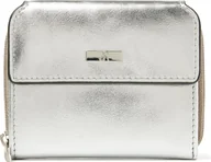Portfele - dR Amsterdam Kompaktowy skórzany portfel damski z RFID Portfel damski Stylowe i bezpieczne etui na karty Mint - 110179 Silver - miniaturka - grafika 1
