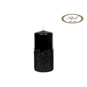 Świece - Świeca pieńkowa 15 x 7 cm koronka V lakier czarna - miniaturka - grafika 1