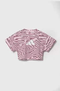 Koszulki dla dziewczynek - adidas t-shirt kolor różowy - grafika 1