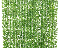 Sztuczne kwiaty - Sztuczny Wiszący BLUSZCZ Roślina Liście Dekoracja x6 na ścianę balkon 2,1M - miniaturka - grafika 1