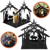 Ozdoby bożonarodzeniowe - DEKORACJA BOŻE NARODZENIE SZOPKA WIGILIJNA NA STÓŁ 3D PODWÓJNA SREBRNA - miniaturka - grafika 1