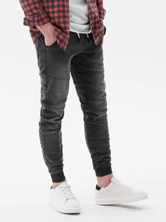 Spodnie męskie - Spodnie męskie jeansowe joggery - czarne P551 - grafika 1