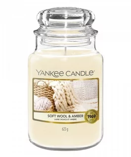 Świece - Yankee Candle Świeca zapachowa Słoik duży Soft Wool & Amber 623g - grafika 1