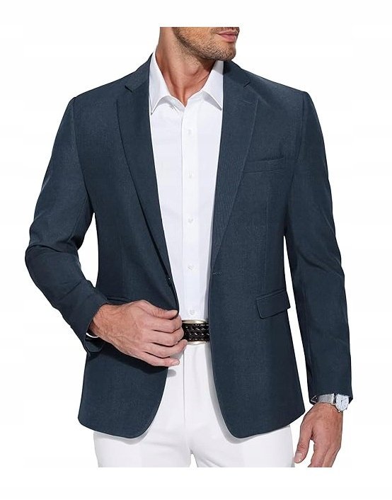 MĘSKA MARYNARKA CASUAL slim fit elegancka sportowa na dzień M Granatowa