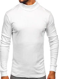 Biały bawełniany golf męski basic Denley 535 - Swetry męskie - miniaturka - grafika 1