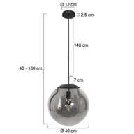 Lampy sufitowe - Steinhauer Lampa wisząca szklana Bollique, możliwość ściemniania, aluminiowy / szary / cynkowy, salon / jadalnia, metal - miniaturka - grafika 1