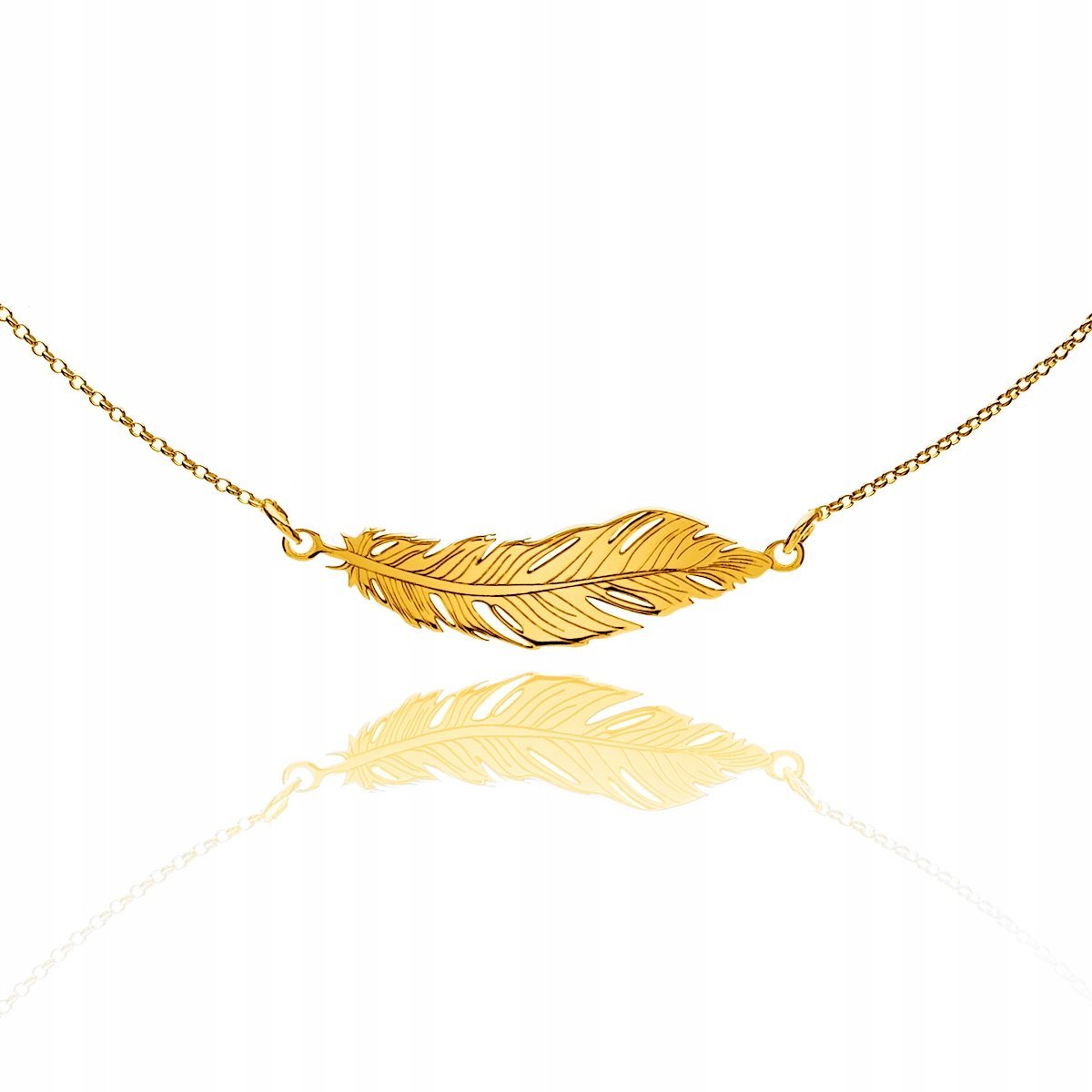 Naszyjnik celebrytka piórko srebrny pozłacany