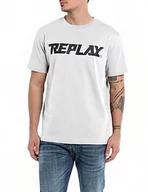 Koszulki męskie - Replay T-shirt męski, Biały 001, 3XL - miniaturka - grafika 1