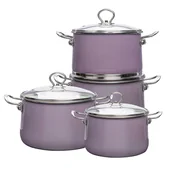 Zestawy garnków i patelni - Altom, izydor kpl. 8 el. garnków emaliowanych wrzosowy - miniaturka - grafika 1