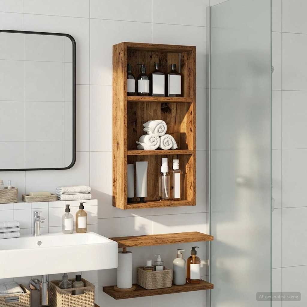 vidaXL vidaXL Szafka ścienna łazienkowa Stare drewno 30 x 10 x 60,5 cm