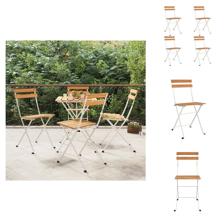 vidaXL Krzesła bistro 4 szt. Składane krzesła ogrodowe z litego drewna akacjowego i stali