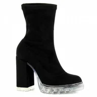Botki damskie - Czarne botki na słupku CARINII - Carinii - miniaturka - grafika 1