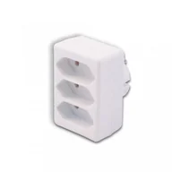 Przedłużacze i rozgałęźniki - Rozgałęźnik 3 gniazda bez uziemienia płaskie biały - miniaturka - grafika 1