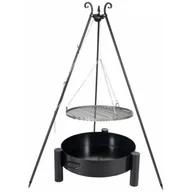 Ruszty - Farmcook Grill ogrodowy na trójnogu z rusztem ze stali nierdzewnej 70cm Czarny + Palenisko ogrodowe PAN 33 80cm - miniaturka - grafika 1