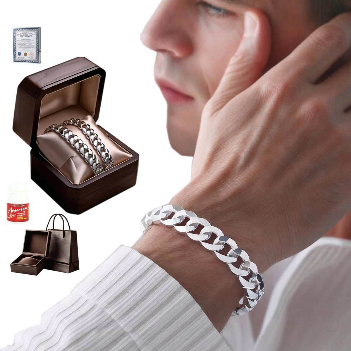 Bransoleta Męska Srebrna ELEGANCKA Pancerka SREBRO 925 Prezent dla Chłopaka