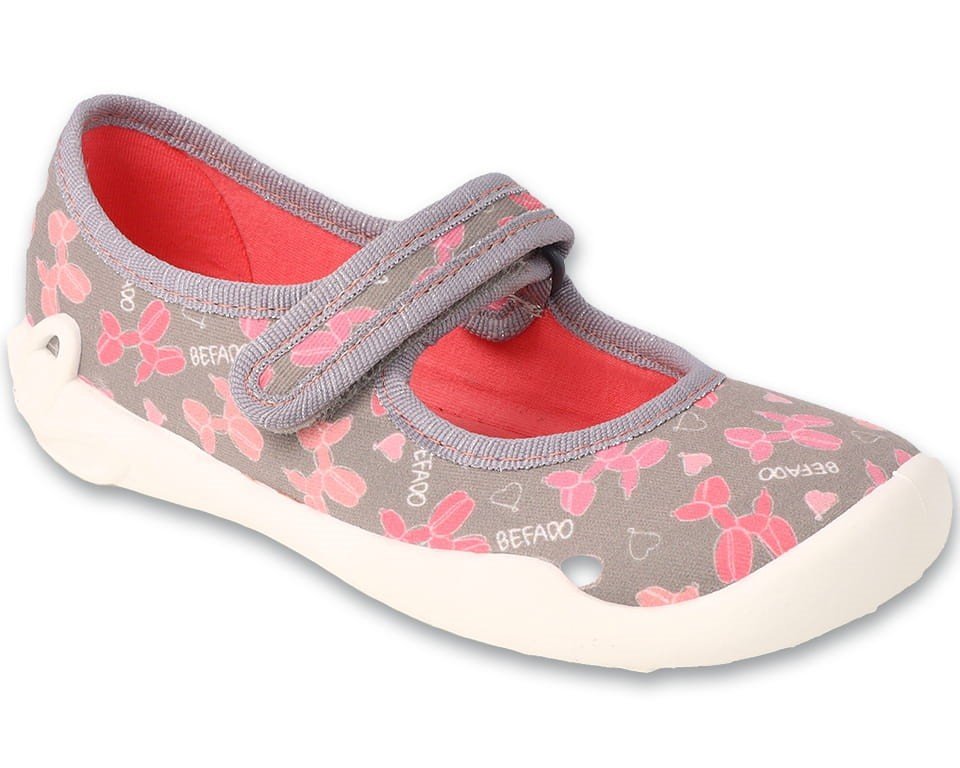 Kapcie Befado 114X548 baleriny dziecięce dziewczęce do przedszkola szare-27