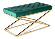 Ławki do przedpokoju - Ławka pikowana Saliba Gold Green - miniaturka - grafika 1