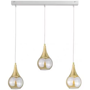 Keter Lighting Lacrima lampa wisząca 3x60W biały/złoty/szkło miodowe 2324 - Lampy sufitowe - miniaturka - grafika 1