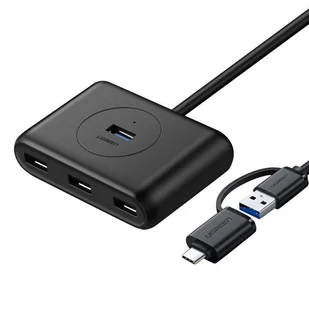 Ugreen rozdzielacz HUB 4x USB 3.0 port USB Typ C kabel 1m czarny (CR113 40850) - Kable USB - miniaturka - grafika 1
