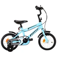 Rowery - vidaXL Rower dla dzieci 12 cali czarno-niebieski - miniaturka - grafika 1