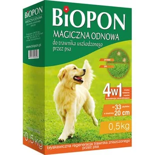 Biopon Magiczna odnowa do trawnika uszkodzonego przez psa, karton 500g, marki - Trawy i trawniki - miniaturka - grafika 1