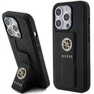 Etui i futerały do telefonów - Etui Guess Grip Stand 4G Saffiano Strass na iPhone 15 Pro Max - czarne - miniaturka - grafika 1