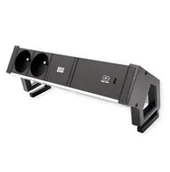 Gniazdka elektryczne - BACHMANN DESK2 ALU BLACK 2xUTE 1xUSBC 60W 0.2m GST18 - miniaturka - grafika 1