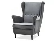 Fotele - Wygodny Fotel Uszak Do Salonu Glam Malmo Ciemny Szary Nogi Czarne - miniaturka - grafika 1