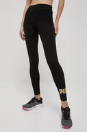 Legginsy - Puma legginsy Essentials+ Metallic 848307 damskie kolor czarny z nadrukiem - miniaturka - grafika 1