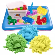 Masy plastyczne - BibiMoon Piasek Kinetyczny 3kg ZESTAW Foremki Piaskownica Dmuchany Basenik - miniaturka - grafika 1