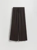 Spodnie damskie - Reserved - Strukturalne spodnie - ciemnobrązowy - miniaturka - grafika 1