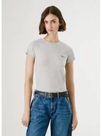 Koszulki i topy damskie - Pepe Jeans Koszulka "Merida" w kolorze jasnoszarym - miniaturka - grafika 1