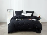 Pościel - Pościel satyna bawełniana Queen Premium 160x200 czarna ze złotą lamówką - miniaturka - grafika 1