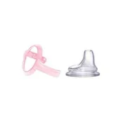 Smoczki do butelek - BABY&TRAVEL EVERYDAY BABY Zestaw ustnik niekapek i rączki do butelki różowy - miniaturka - grafika 1