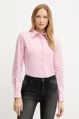 Koszule damskie - Silvian Heach koszula DILEGE damska kolor różowy slim z kołnierzykiem klasycznym GPA25345CA - miniaturka - grafika 1