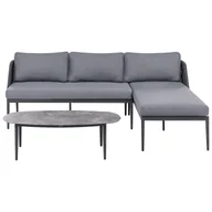 Meble ogrodowe - Narożnik ogrodowy ze stolikiem dla 3 osób LEFFE Lewostronny Szary - miniaturka - grafika 1