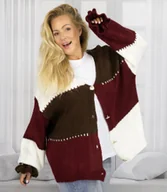 Swetry damskie - Krótki kardigan sweter oversize na guziki JULIETTE - miniaturka - grafika 1