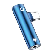 Adaptery i przejściówki - USAMS Adapter AU07 2w1 USB-C niebieski/blue USB-C + 3,5mm SJ277TC02 (US-SJ277) - miniaturka - grafika 1