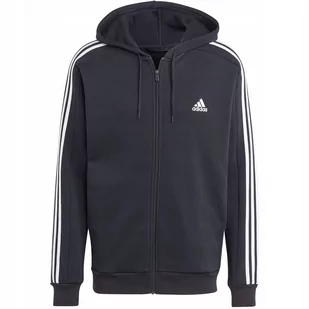 Bluza męska adidas Essentials Fleece 3-Stripes Full-Zip czarna IB4029 M - Bluzy męskie - miniaturka - grafika 1