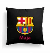 Poduszki dekoracyjne - CZARNA FOTO PODUSZKA FC Barcelona Barca + IMIĘ - miniaturka - grafika 1
