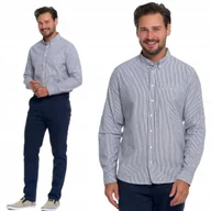 Koszule męskie - KOSZULA MĘSKA BAWEŁNIANA DŁUGI RĘKAW W PASKI ELEGANCKA KLASYCZNA MORAJ XL PATT 1 - miniaturka - grafika 1