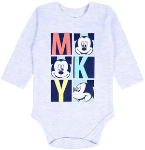 Szare body niemowlęce na długi rękaw Myszka Mickey DISNEY 6-9 m 74 cm - Body dla niemowląt - miniaturka - grafika 1