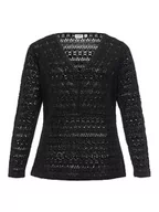 Koszulki i topy damskie - VILA EVOKED BY VILA Damska koszulka z długim rękawem VICHIKKA dekolt w serek L/S TOP/CUR-NOOS, czarna, 44 - miniaturka - grafika 1